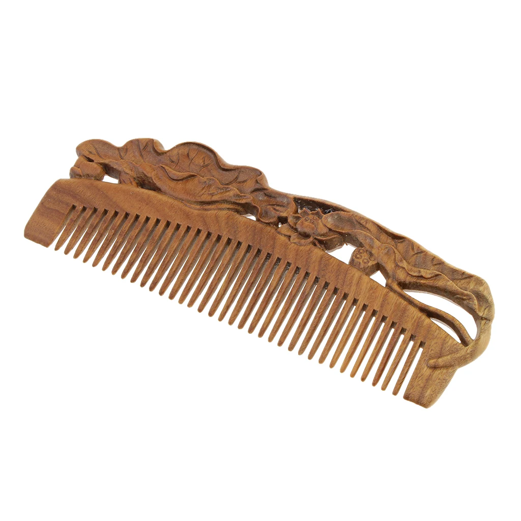 Natural Wooden Fine Tooth Comb Sandal Wood No Static Massage Hair Beard Comb