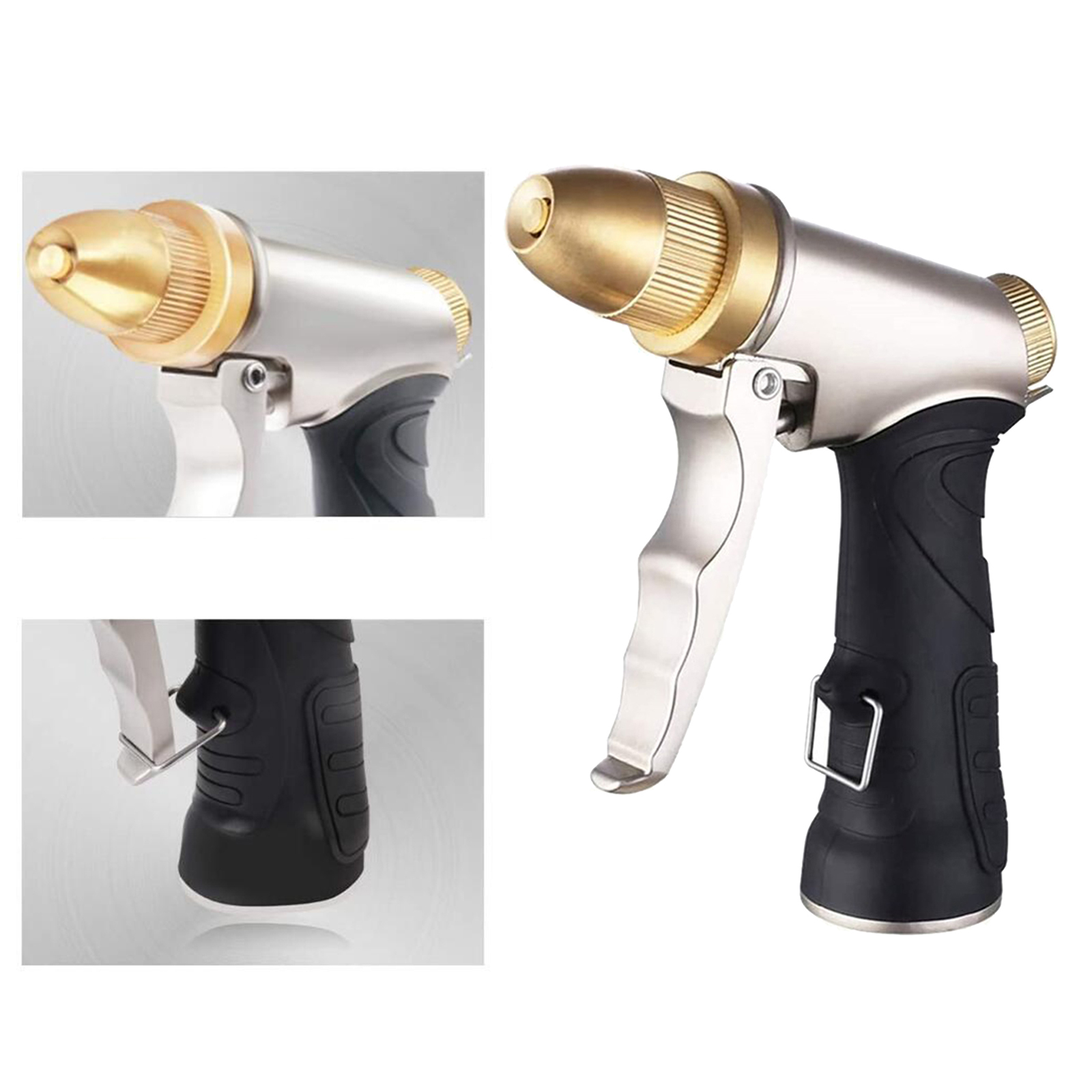 Brass High Pressure Jet Garden Water Hose Spray Nozzle 4 Spray Modes, Durability Leak-Proof