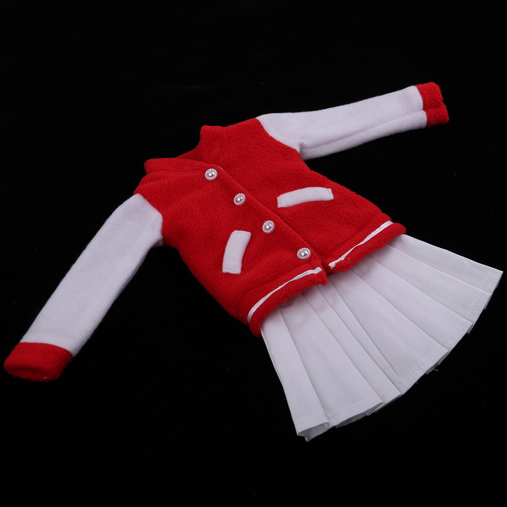 1/3 Handmade Red Baseball Uniform with Dress Set Casual Outfits for BJD Doll