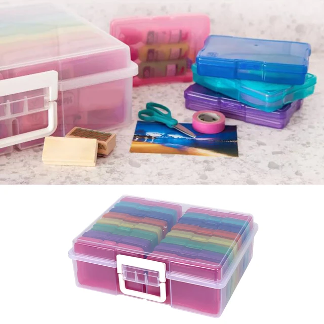 Large Photo Storage Box Craft Keeper with Handle Lightweight Multipurpose  Clear Plastic Picture Storage Box for Stamp Scrapbook