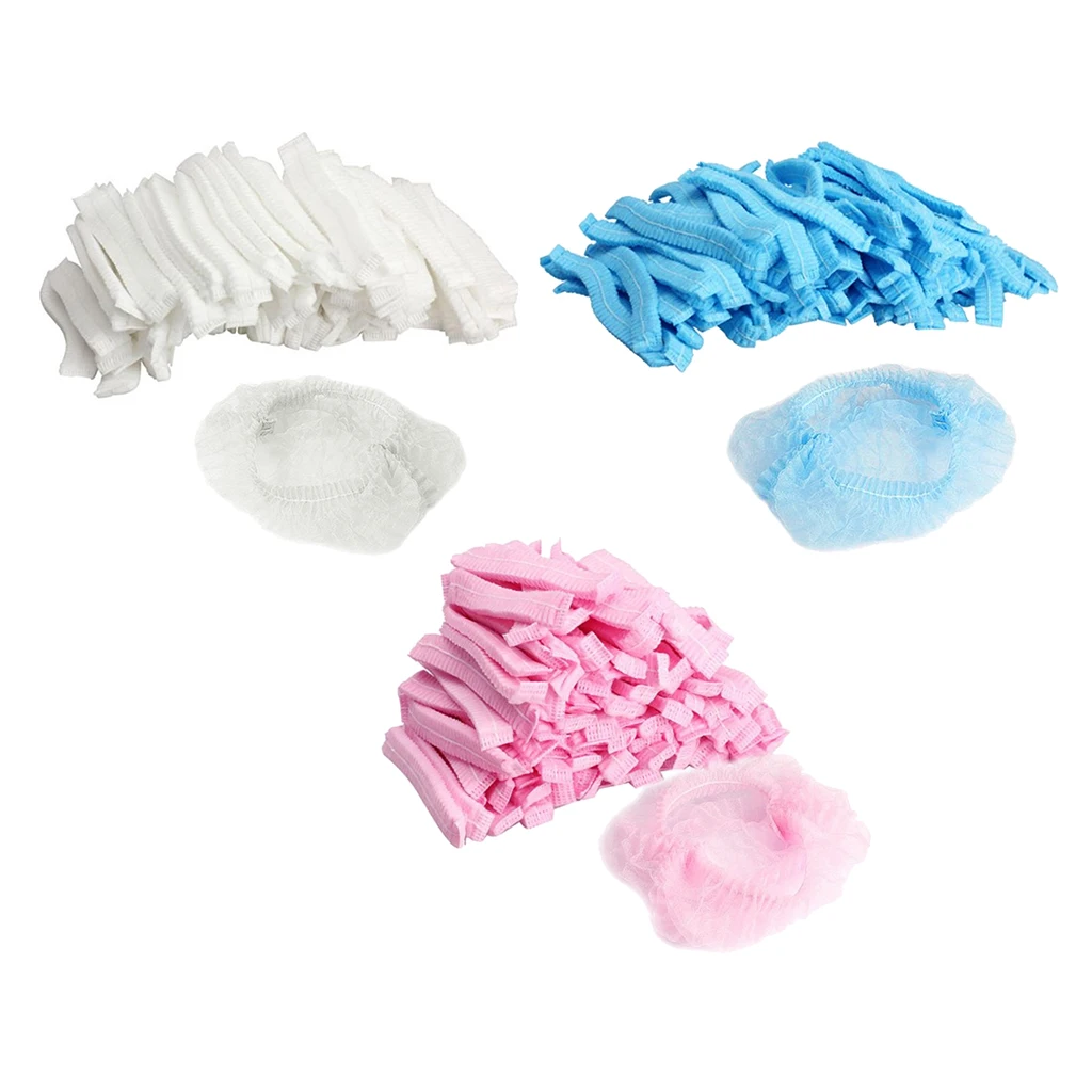 300 Pieces  Hair Head Cover Net Cap Disposable Lightweight Breathable Shower Bathing Cap Bouffant Non-woven Cap