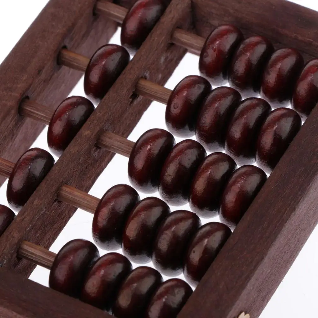 Vintage-Style 5 Digit Rods Wooden Abacus Soroban Chinese Japanese Calculator Counting Tool