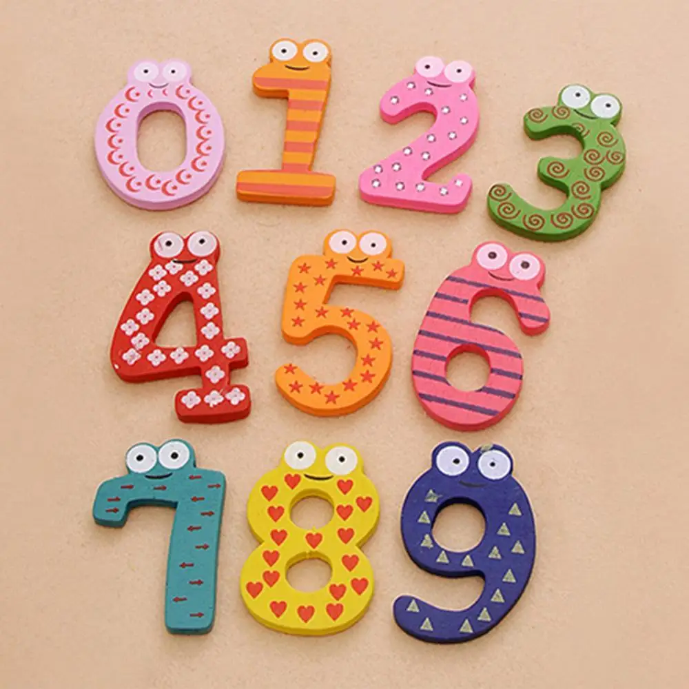 New Wooden Fridge Magnet Early Education Kids Baby Numbers 0-9 Developmental Toy 