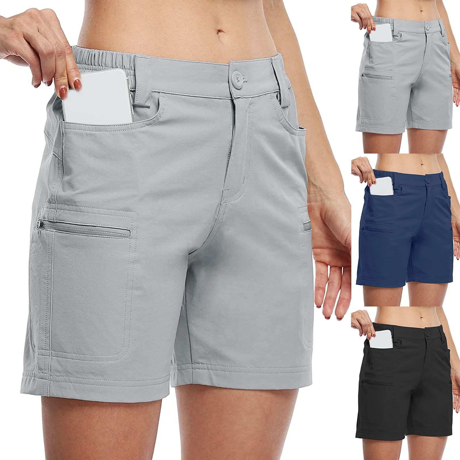 gymshark shorts Women Summer Casual Shorts Solid Color High Waist Elastic Cargo Short Pants Pockets Girl Streetwear burberry shorts
