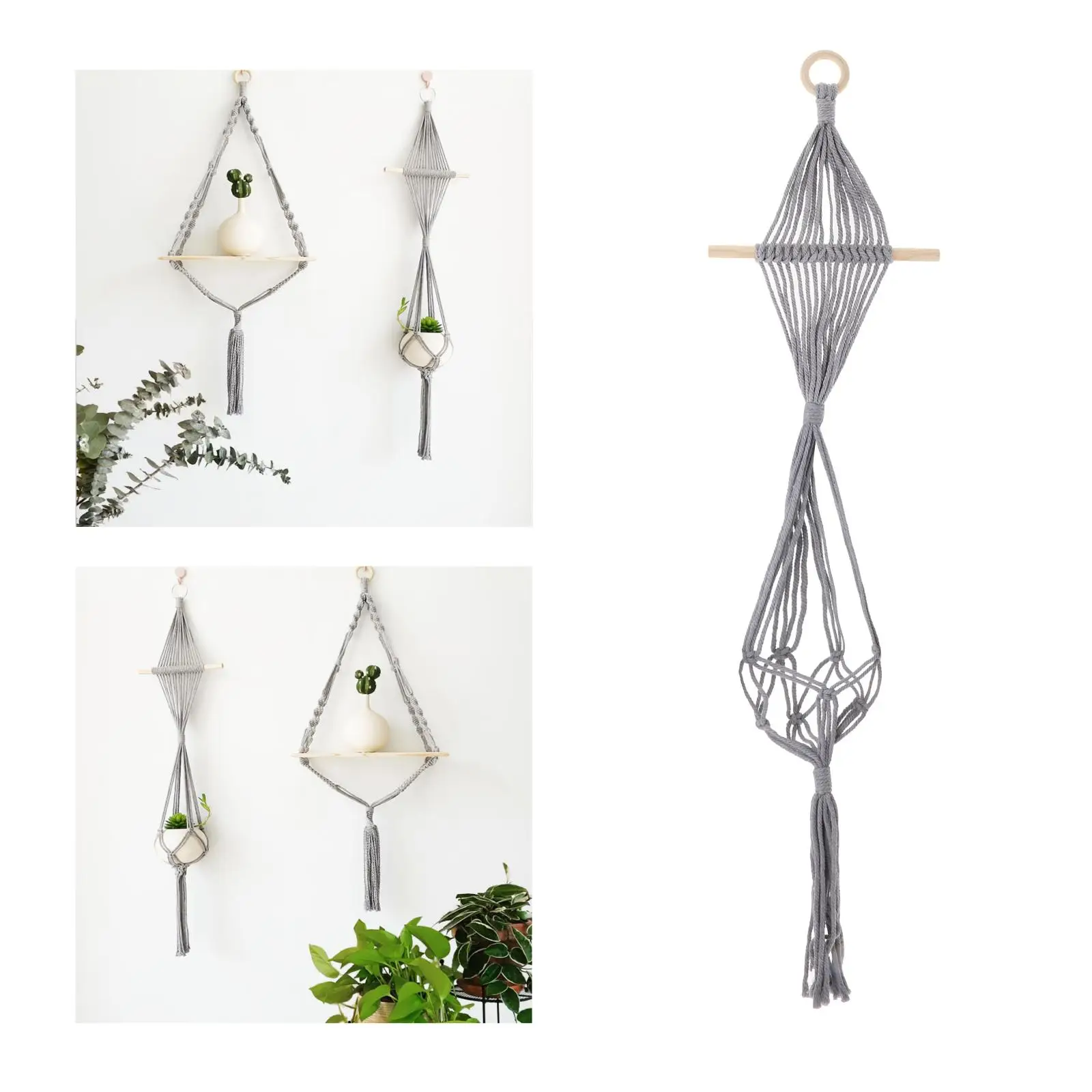 105cm Macrame Plant Rope Hanger, Baskets Flower Pots Holder Hanging Planter for Indoor Outdoor Balcony Decor Home Farmhouse