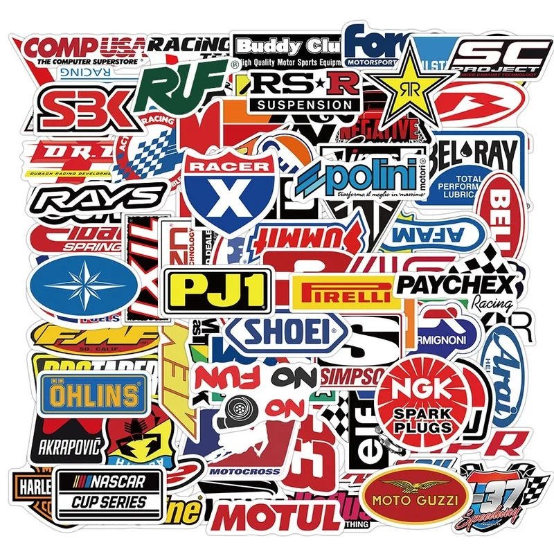 50Pcs JDM Texte Racing Cool stickers voiture Pack Moto Motocross Casque decals 