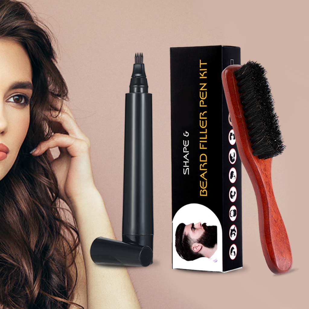 Beard Pencil Filler Kit Filling Pen Sweat Proof Moustache Eyebrow Coloring