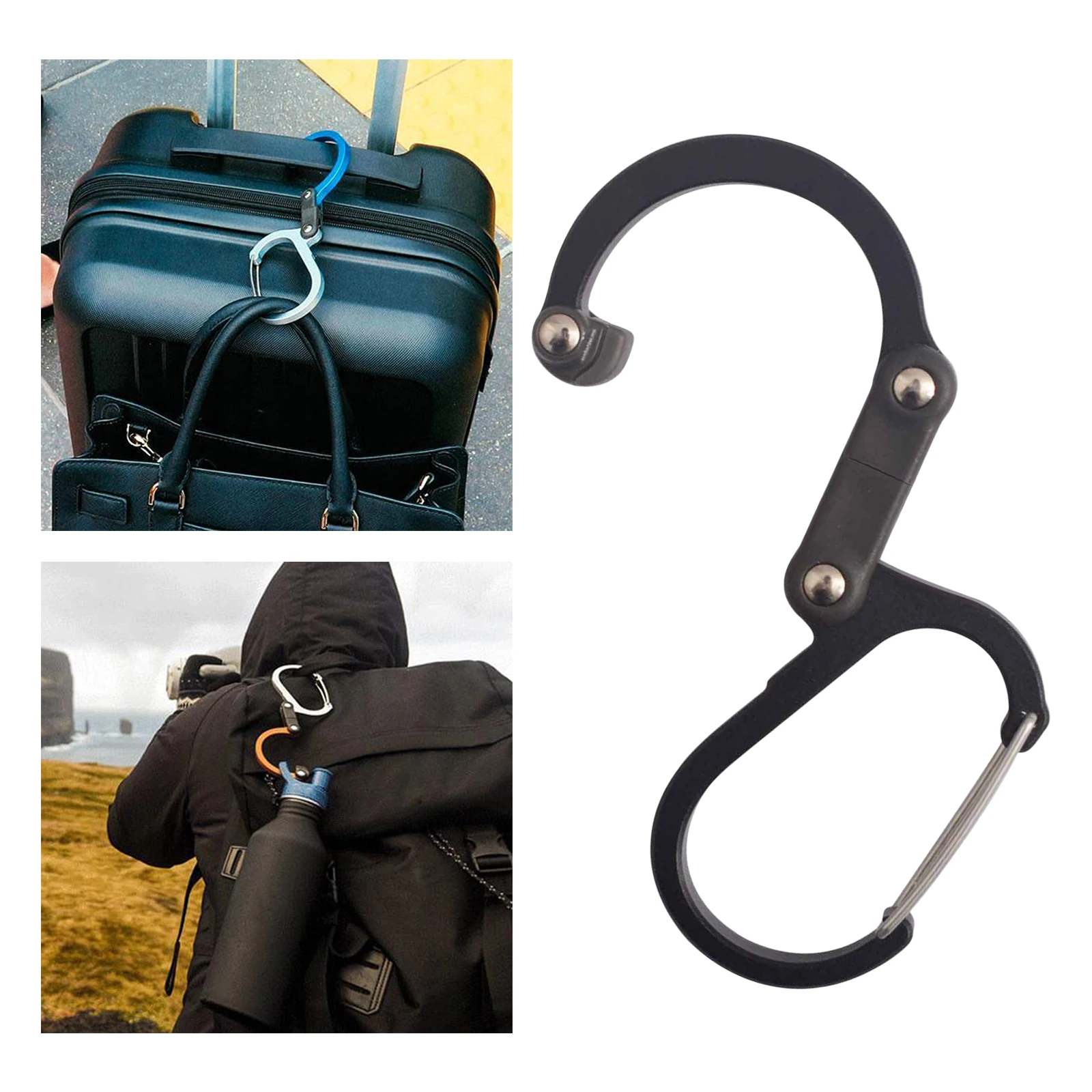 Deluxe Carabiner Clip and Hook for Travel Camping Backpack Handbag Bag