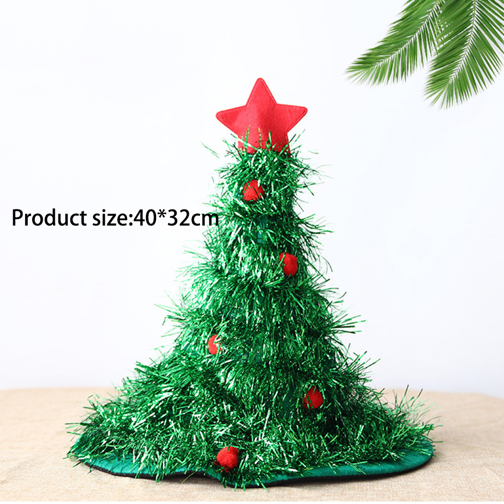 Tinsel Christmas Tree Hat On 1pc 
