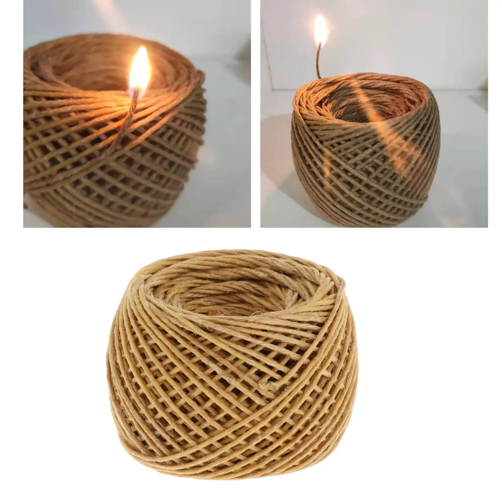 Organic HempWick Natural Beeswax Coating Candle Wick DIY Crafts Natural Fiber 61m/200ft Length