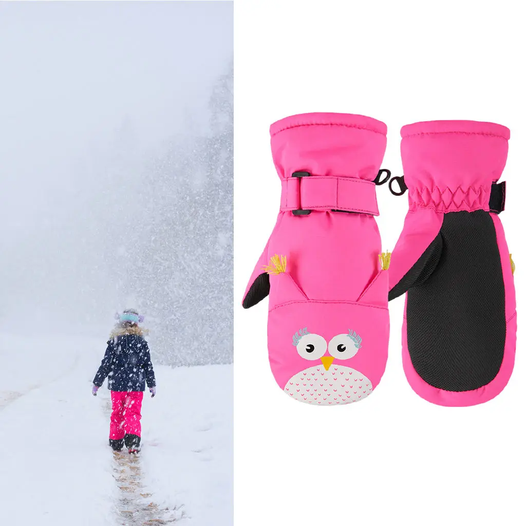 Kid Ski Gloves Kid Winter Gloves Snowboard Gloves Mittens Snowball Cute Waterproof Outdoor Sport Toddlers Adjustable Tightness