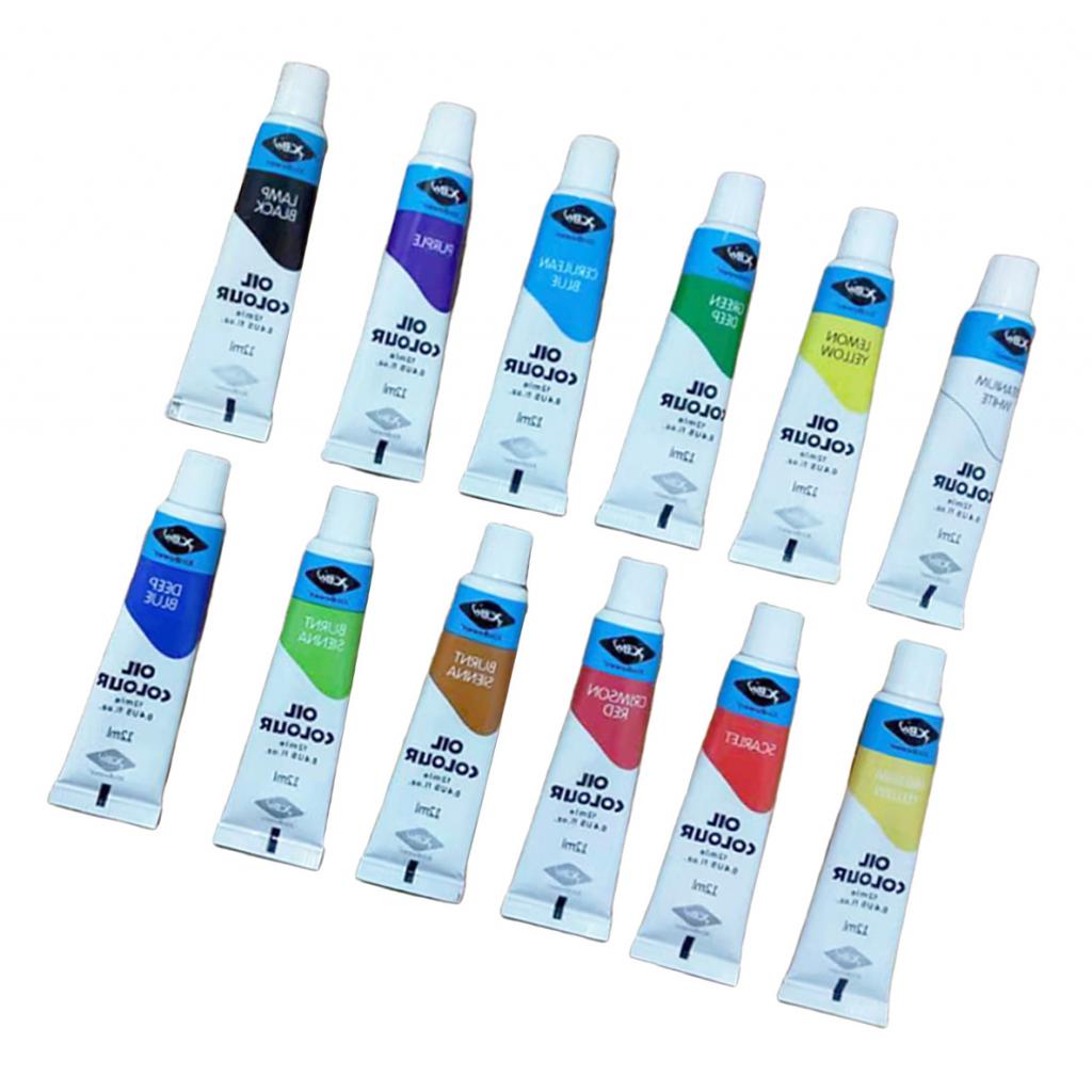 12 Colors Oil Paint Set Tube Artist Non Toxic Pigments For Kids Adults Professional Painting on Canvas Wood Clay Ceramic Crafts