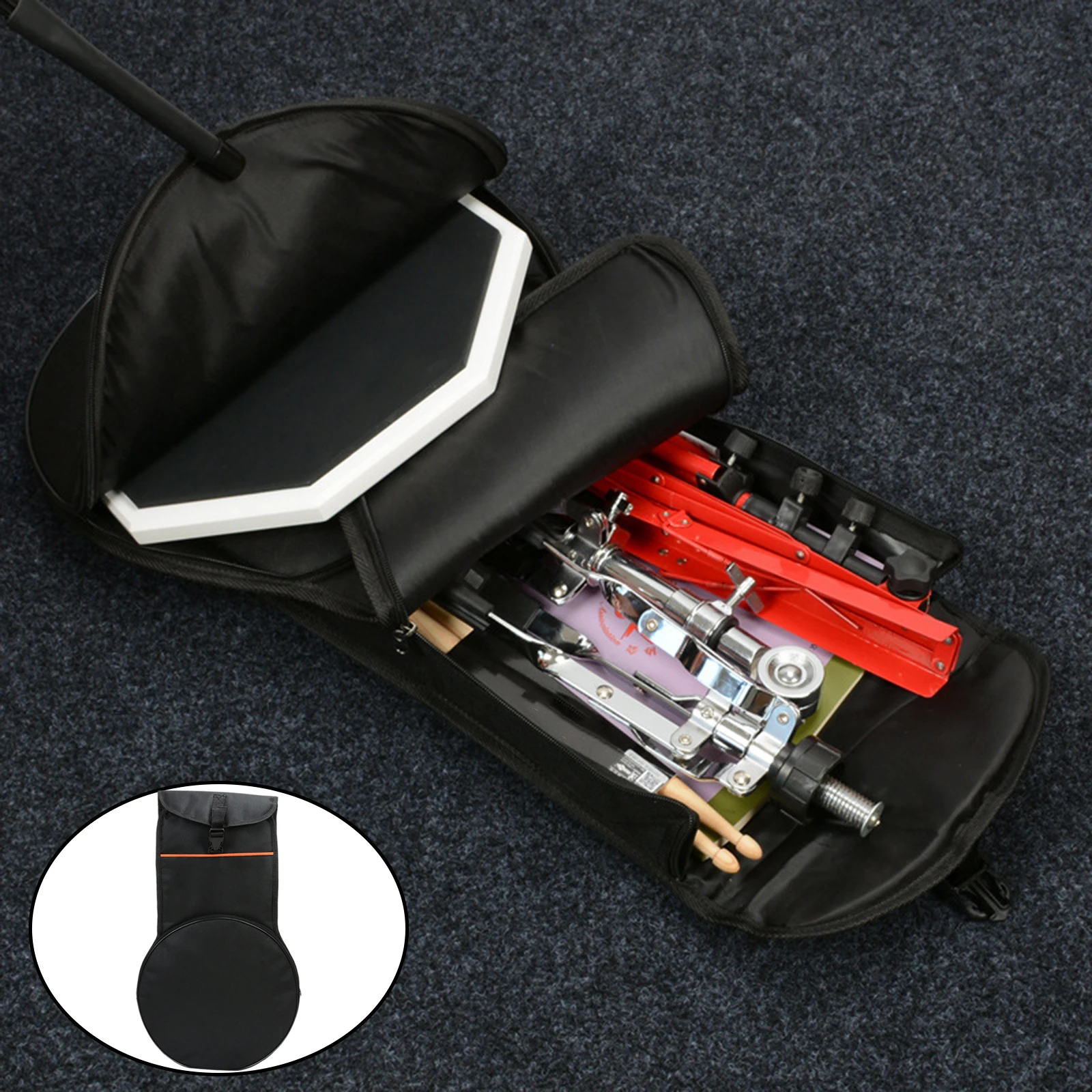 12 Inch Dumb Drum Bags Drum Pouch Storage Bag Adjustable Straps Partition Design Carrying Bag for Drum Instrument Accessories