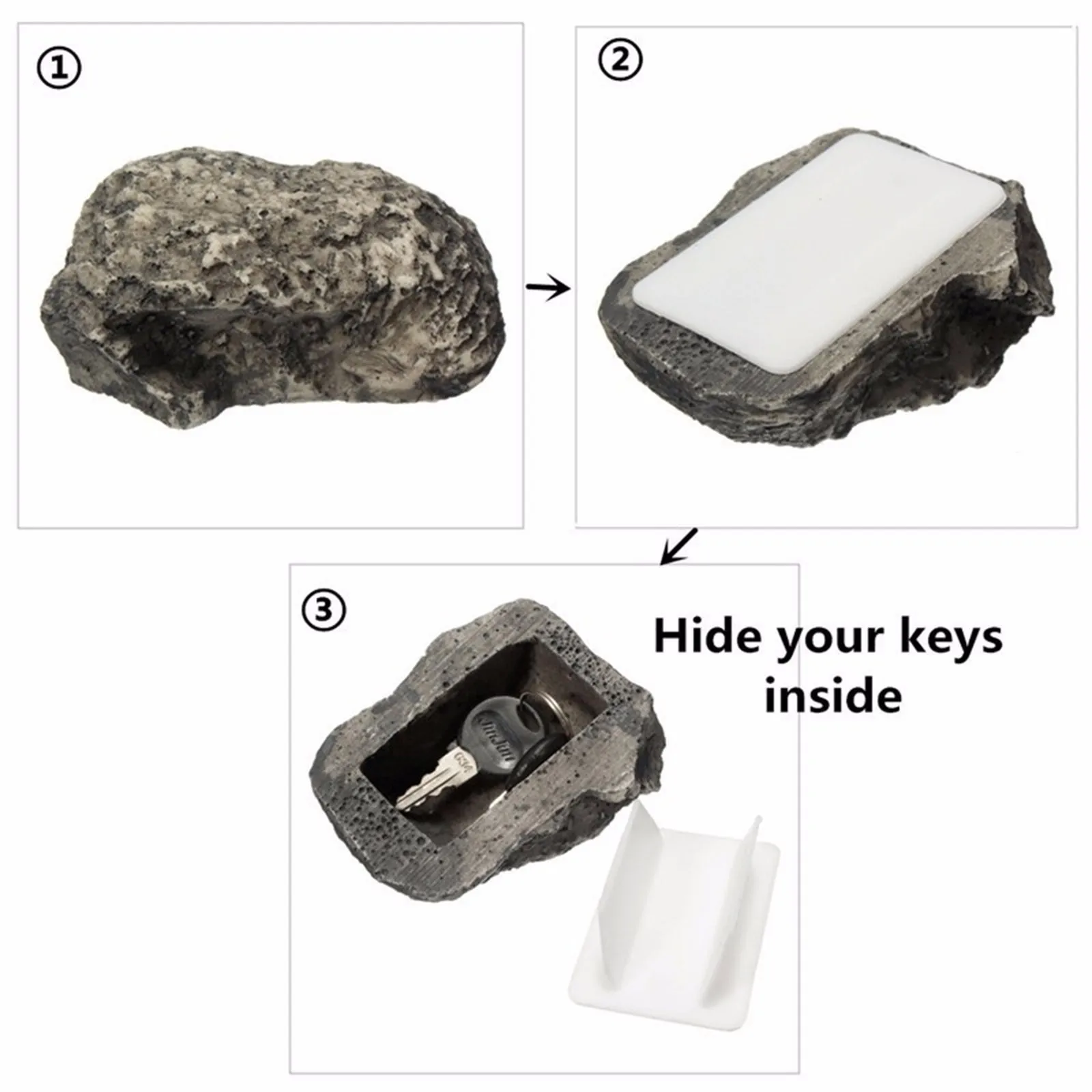 Housolution Simulate Stone Key Case Cinerous Hide-a-Spare-Key Fake Rock Stone Storage Case Key Box for Home Garden Outdoor Décor Safe Hide Key Under Stone 
