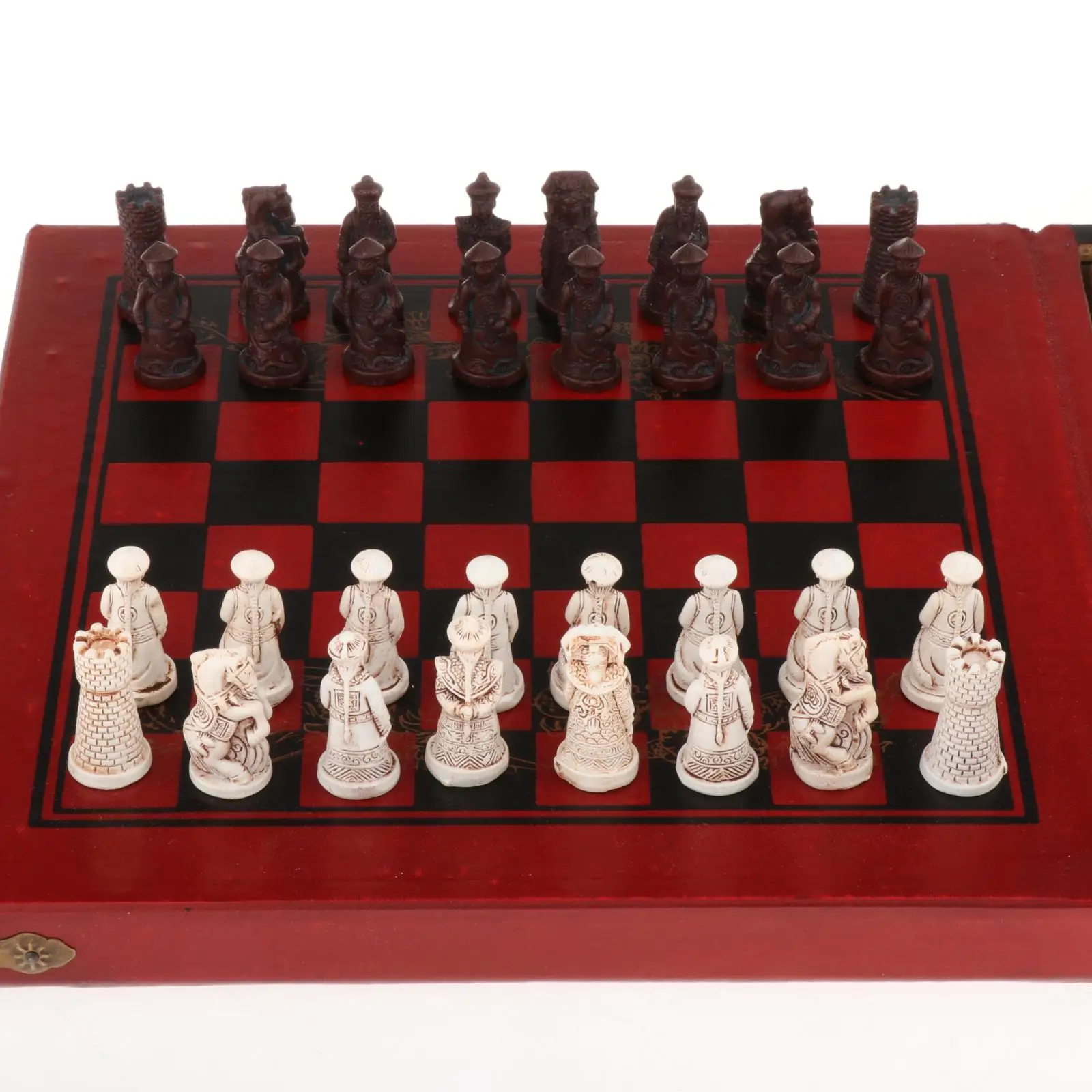 Foldable Handmade Wooden Chess Set with Storage Board Game Toy for Adults
