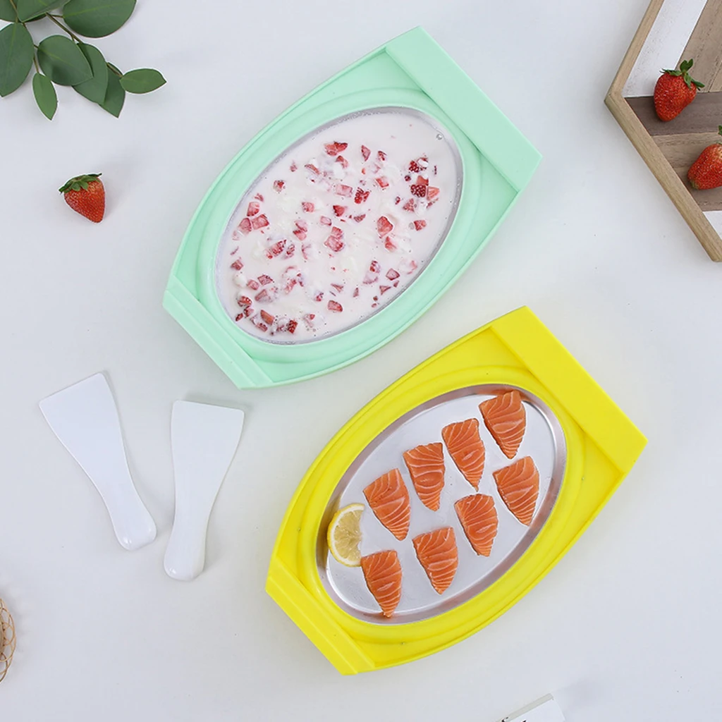 Reusable Instant Ice Cream Maker Frozen Yogurt Summer with Scraper 500ml DIY Making Cold Food Plate Healthy Pan Home