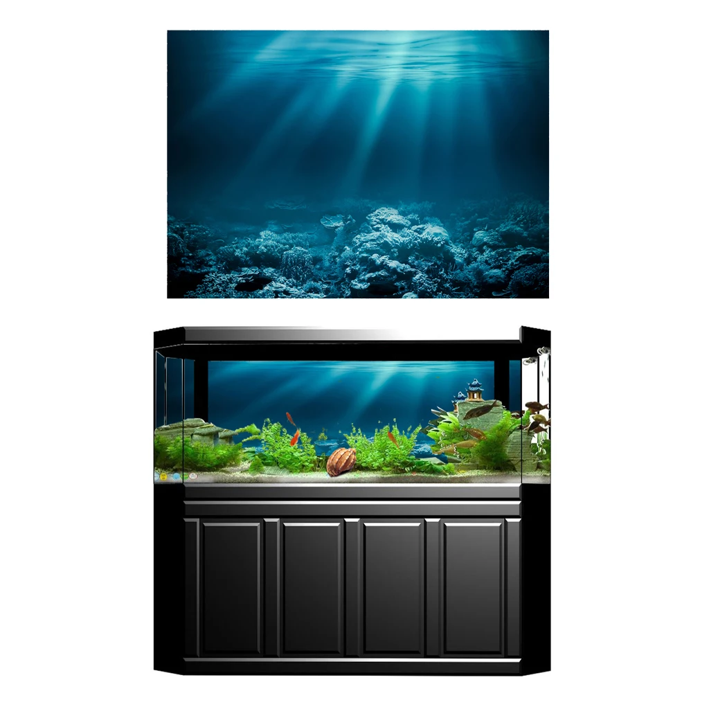 Undersea Decorative Aquarium 3D Background Sticker Fish Tank Wall Decoration Painting PVC