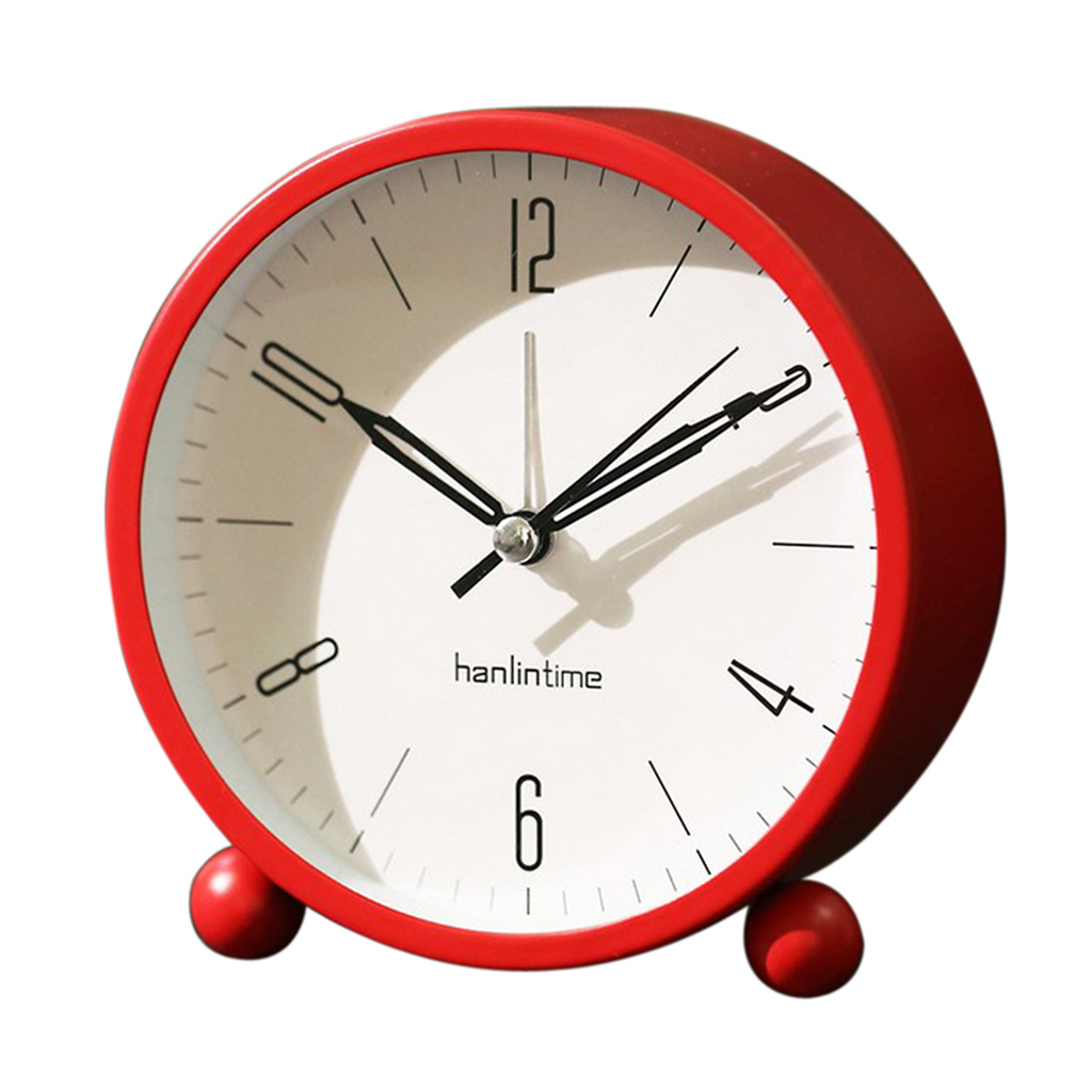 4 inch Round Silent Analog Alarm Clock Non Ticking Bedroom Bedsides Alarm Clock Battery Operated Nightlights