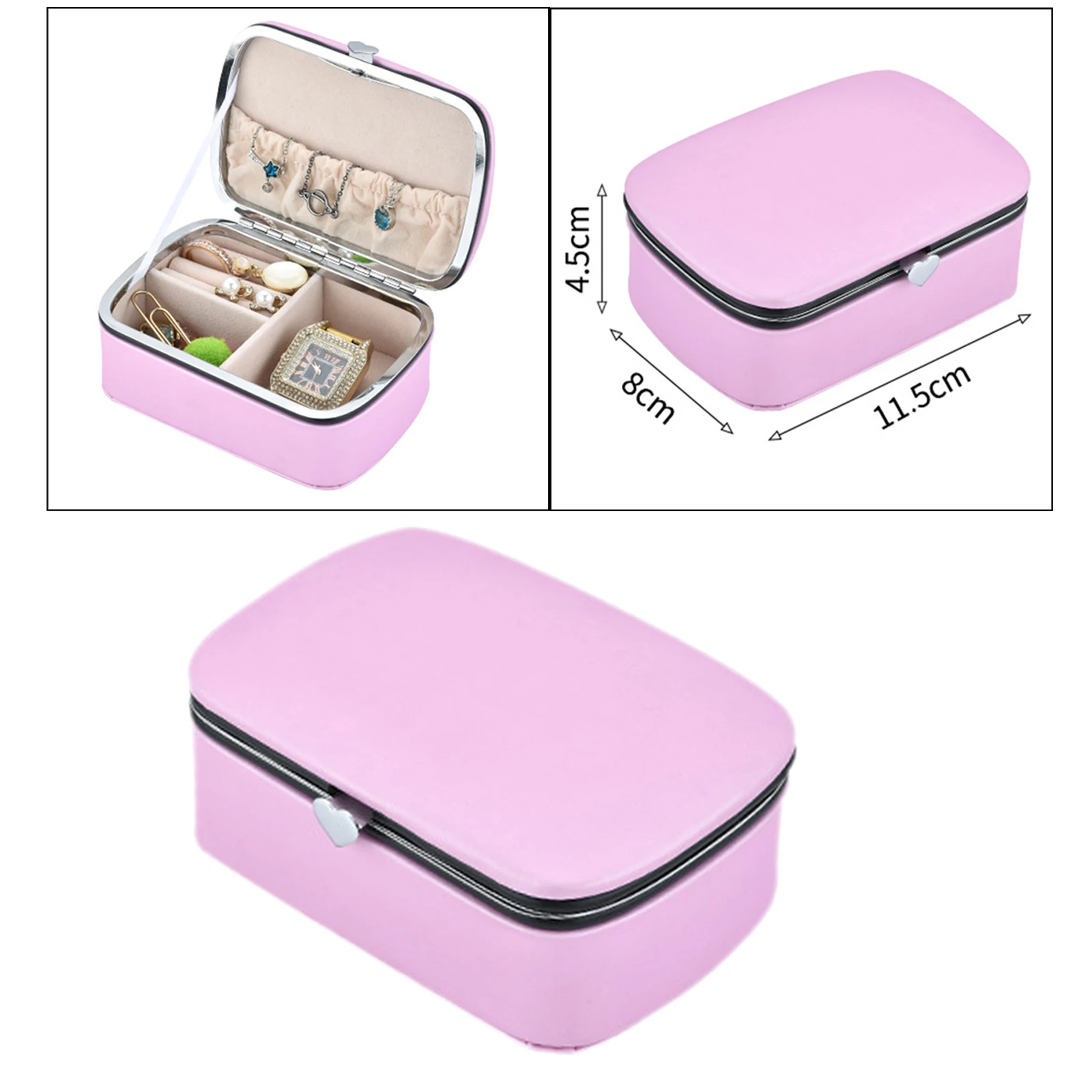 Women PU Jewellery Box Velvet Liner Travel Beauty Earrings Storage Case