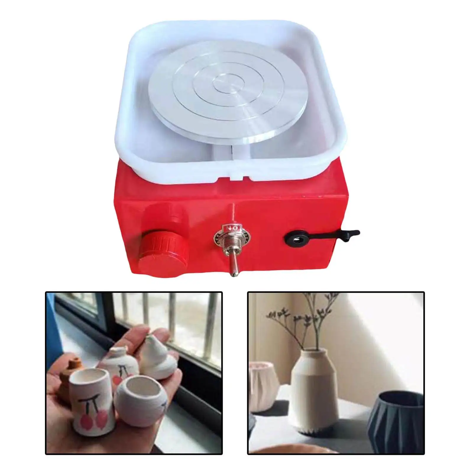 Electric Pottery Wheel Mini Clay Forming Art Craft Ceramic Trimming Wheel US Plug Tool Machine for School Teaching Kids Home Use