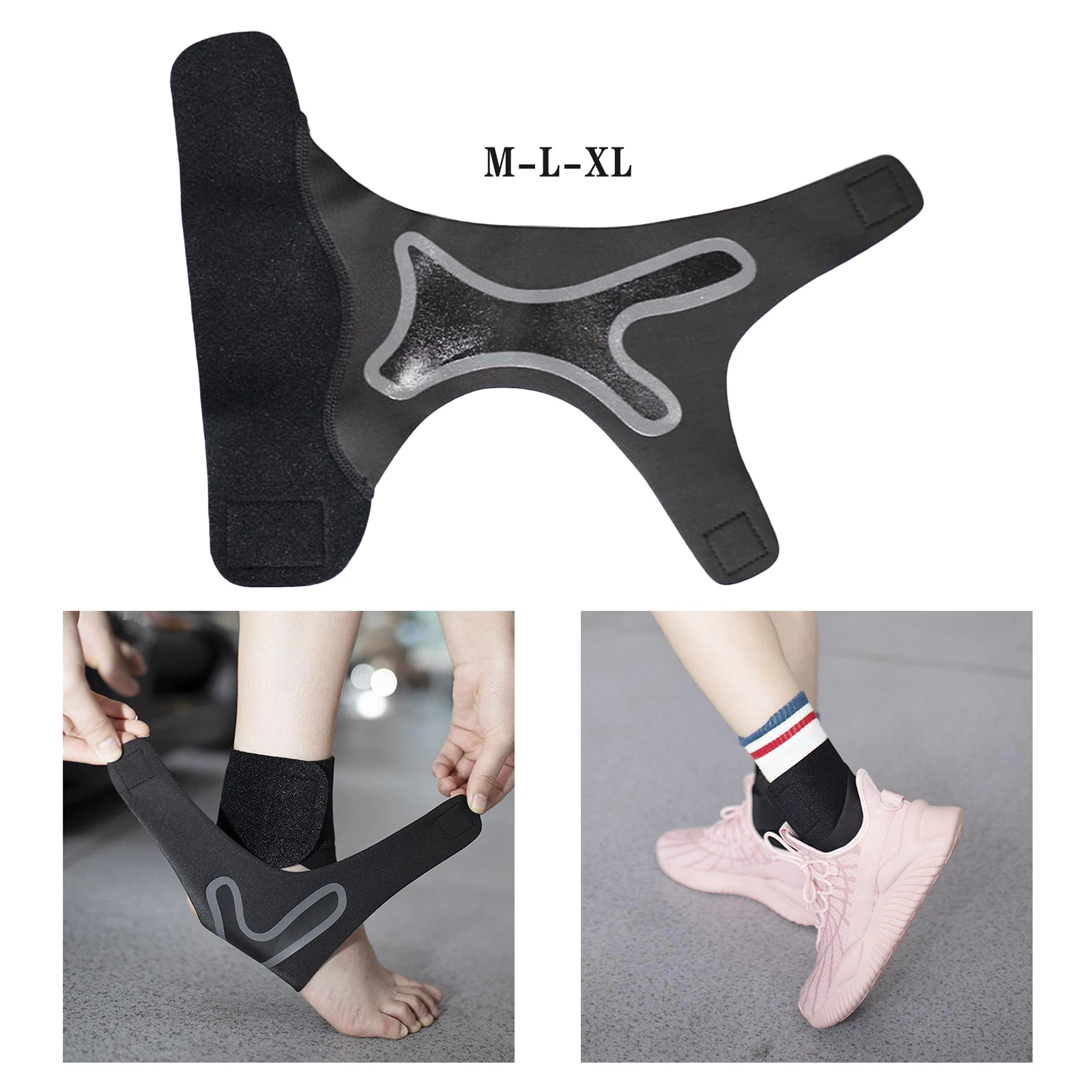 Sports Ankle Brace Stabilizer Strap Compression Wrap Bandage Protector Black