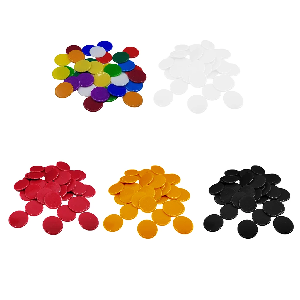 100Pcs 19mm Plastic Learning Counters Mini Poker Chips Game Tokens