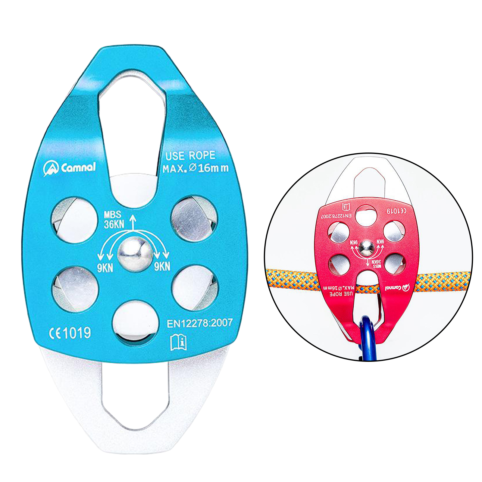 36KN Double Aluminum Ball Bearing Pulley Block for Rope Tackle System -By CE