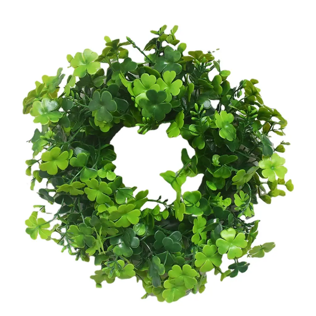 Artificial Wreath Green Leaves 12inch Round Garland for Front Door Decor