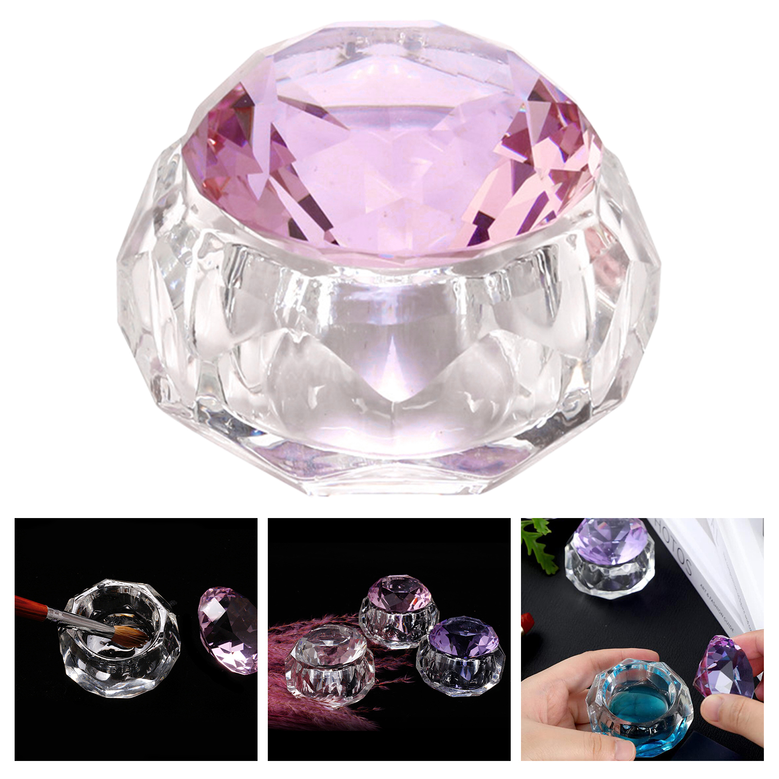 Nail Art Dappen Dish Bowl Crystal Glassware with Lid for Nailart Manicure