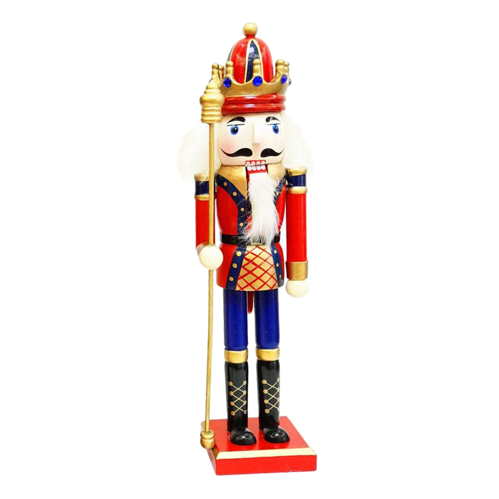 Wooden Christmas Soldier Nutcracker, Red Outfit Holding Trumpet, Drum, Spear, Festive Traditional Christmas Decor, 12'' Tall