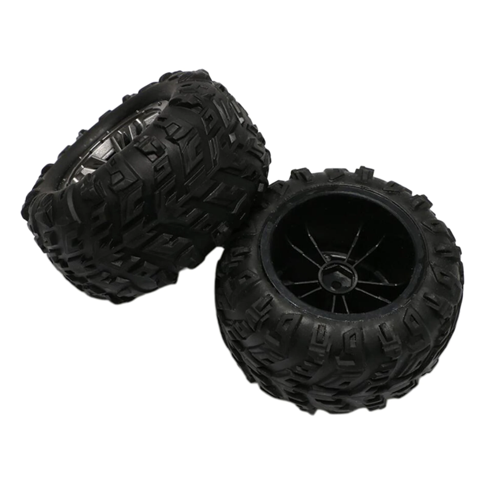 1 Pair Rubber Tyres with Wheel Rim Hubs for Wltoys 12428 12423 1:12 RC Monster Truck Spare Parts Accessories