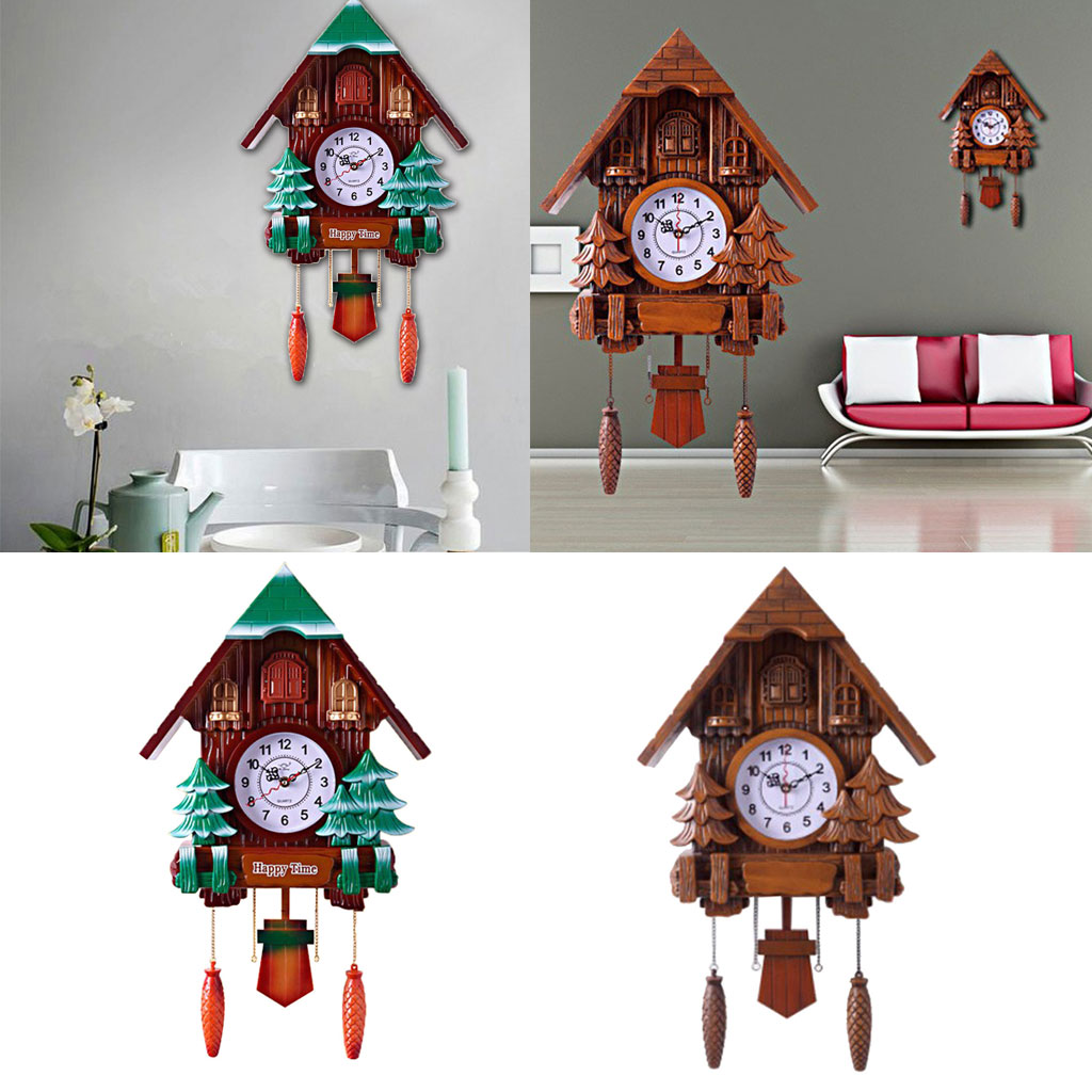 European Style Cuckoo Clock with Mute Movement, Vivid Bird Alarm Clock for Home Decoration