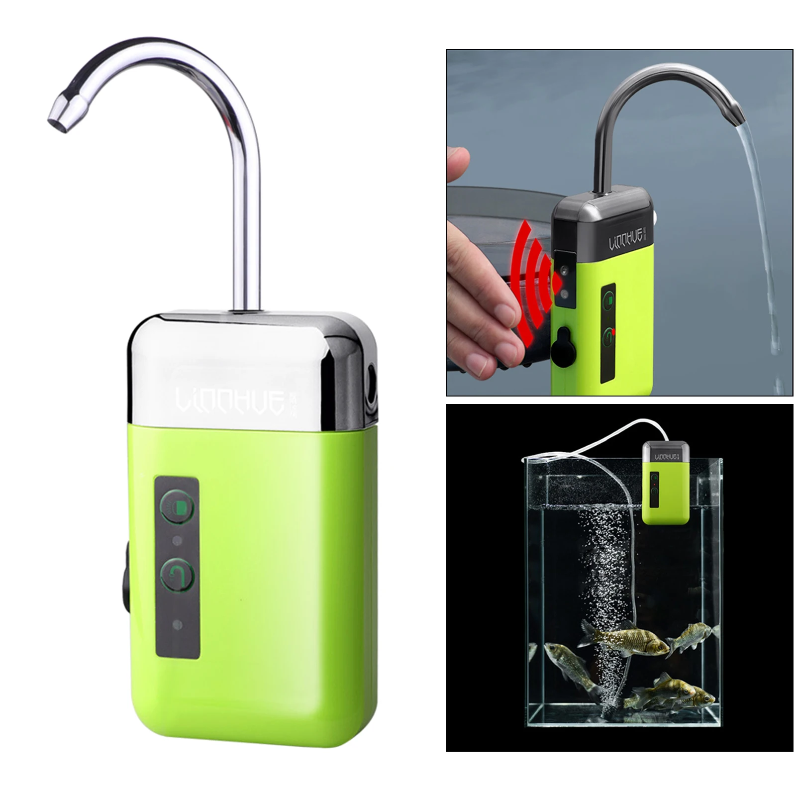 Outdoor Fishing Air Pump Portable Water Circulation Pump USB with LED Light