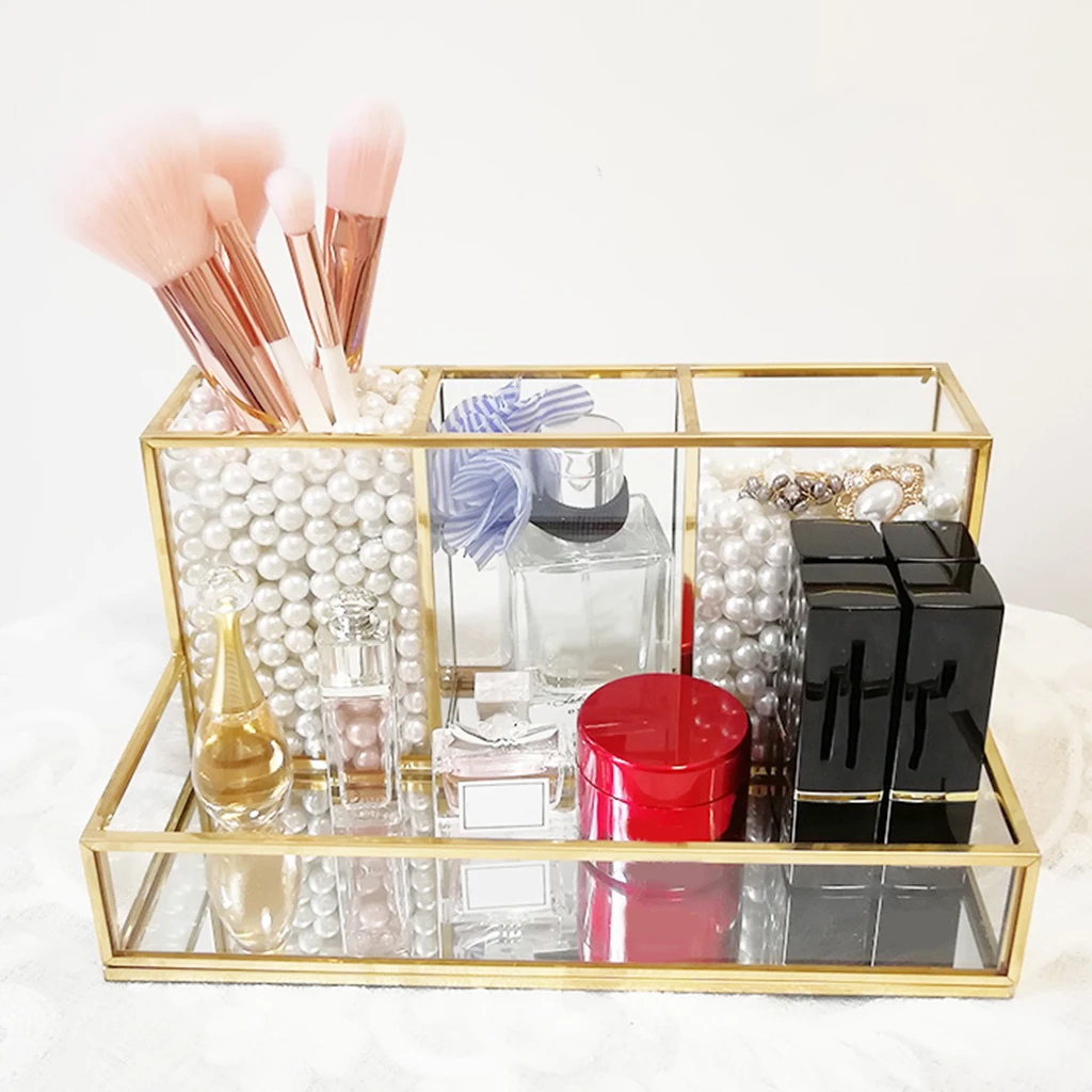 4 Compartment Makeup Organizer Clear Multi-Purpose Makeup Brushes Cosmetic
