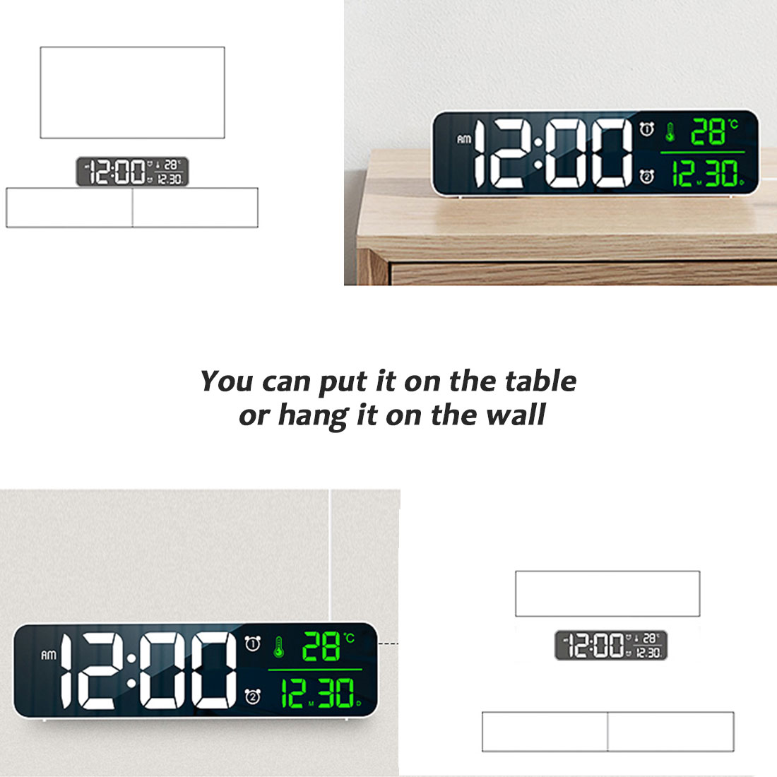 Alarm Clock Bedroomled Desk Clock With Usb Port Digital Mirror Alarm Clock For Bedrooms Snooze Function Electronic Desk Clocks Styleawhite