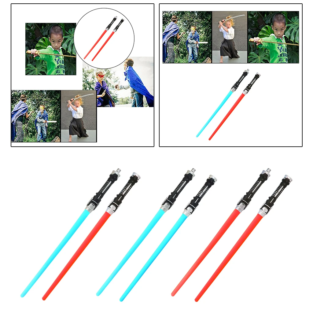 2 Pieces Flashing Light Up Saber Toy with Sound Dress Up Prop for Cosplay