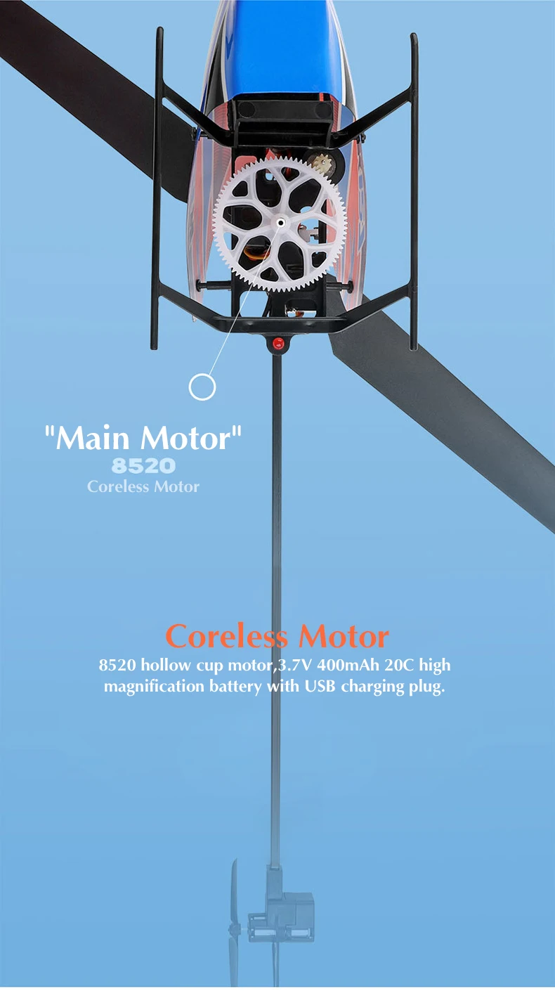 WLtoys K127 Helicopter, "Main Motor" 8520 hollow cup motor,3.7V 40OmAh 20C high