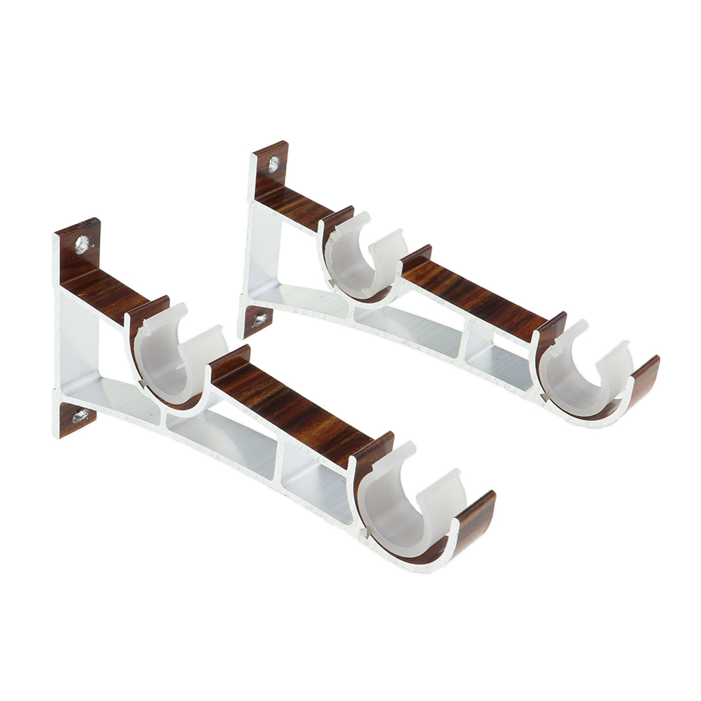 2 Pieces/ 1 Pair Aluminum Alloy Double Window Curtain Rod Bracket Holder Ceiling Mounted for Diameter 2.8cm Rod