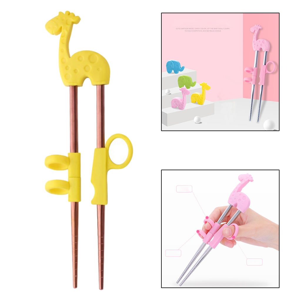 1Pair Stainless Steel Chopsticks For Kids Cartoon Learning Chop Sticks Reusable Training Chopsticks Cute Children Tableware Set
