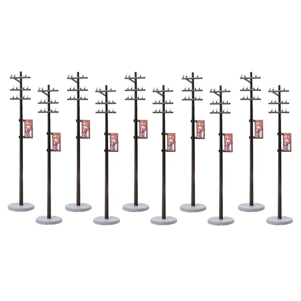 10x Standard 1:87 Electric Line Pole for Train Street LANDSCAPE LAYOUT HO