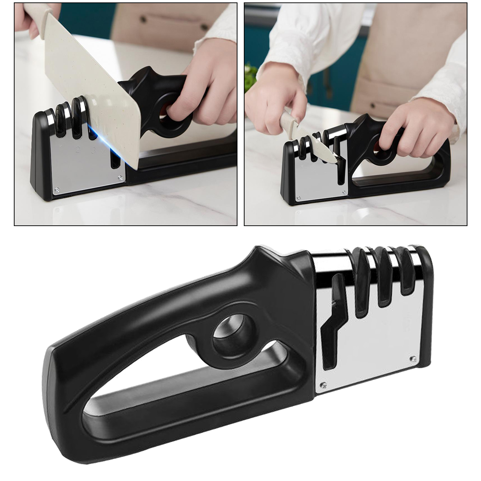4IN1 Knife Sharpener Diamond Coated Fine Rod Knife Scissors Sharpening Stone