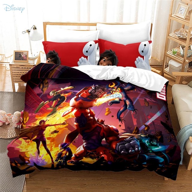 Home Textile Cartoon Big Hero 6 Pattern Bedding Set for Boys Girls