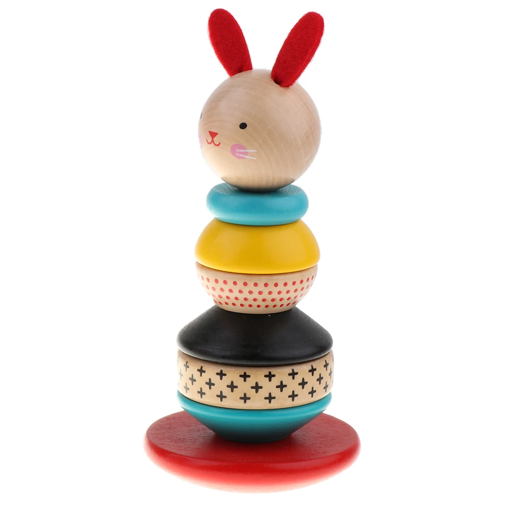 Baby Stacking Rabbit Roly Poly Wooden Toy for Early Developmental Toys