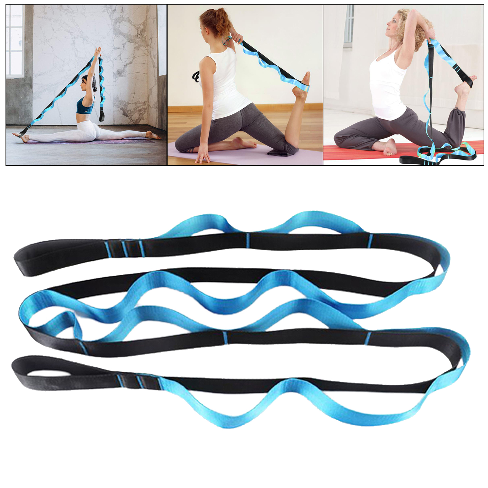 270cm Yoga Stretch Strap, Sports Stretching Strap, Pilates Pull Belt for Physical Therapy, Latin Dance and Gymnastics