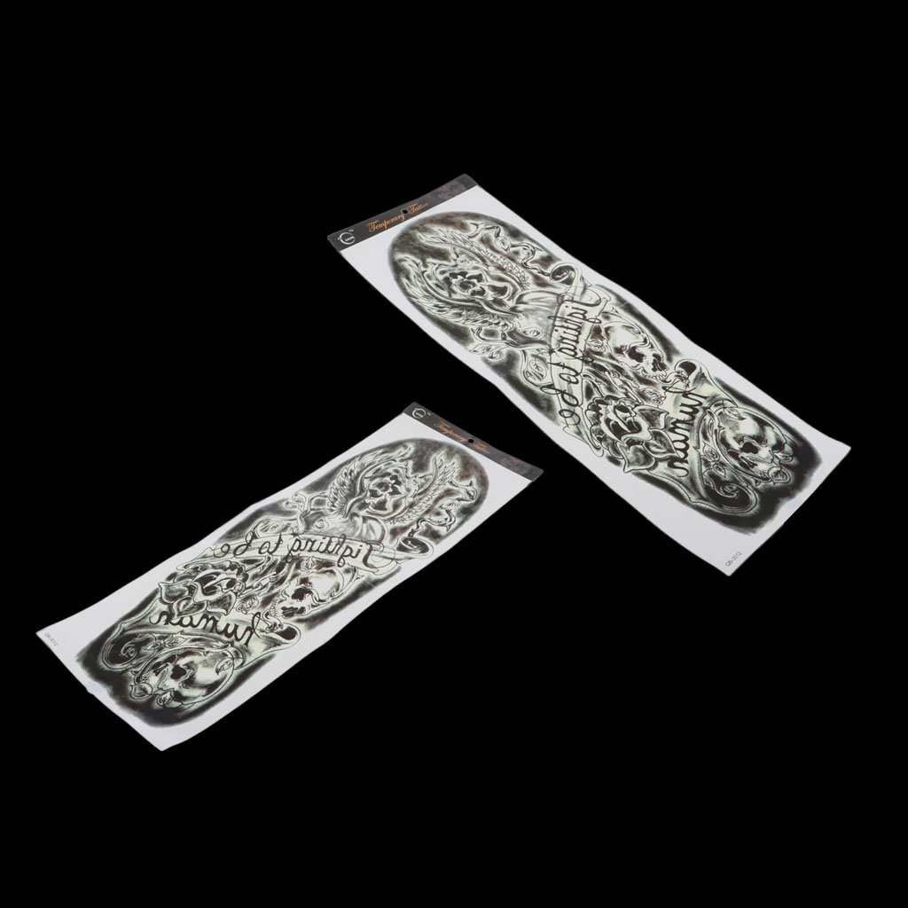 Full Arm Temporary Tattoo Black Body Stickers for Man Women (2 Sheets)