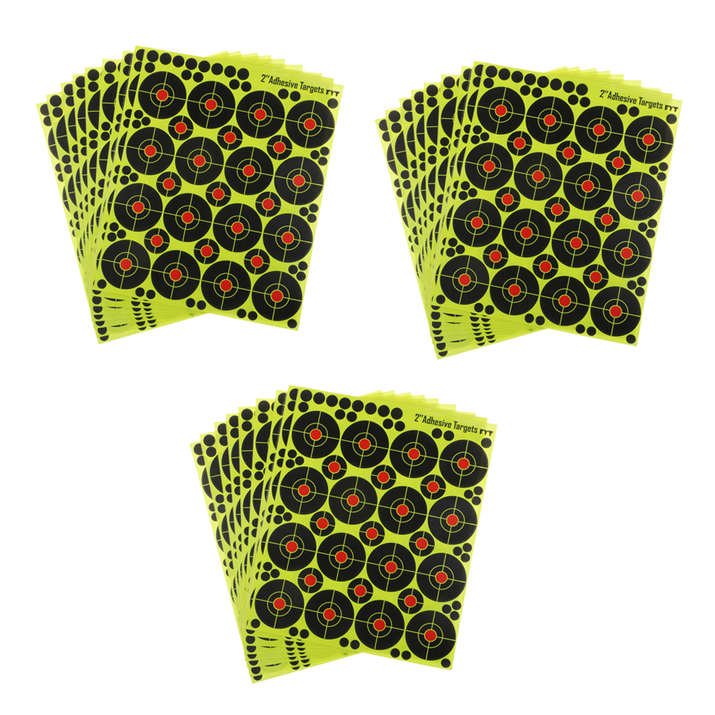 480pcs Self Adhesive Stickers for Hunting 2" High Visibility Reactive Fluorescent Yellow Sticker Paper Target Shooting Training