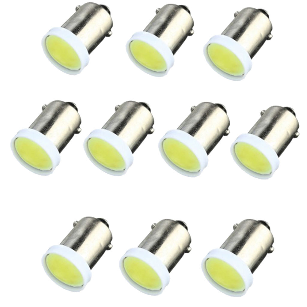 Pack of 10 Aluminum BA9S COB LED Car  Reading/License Plate Light Side Wedge Bulbs