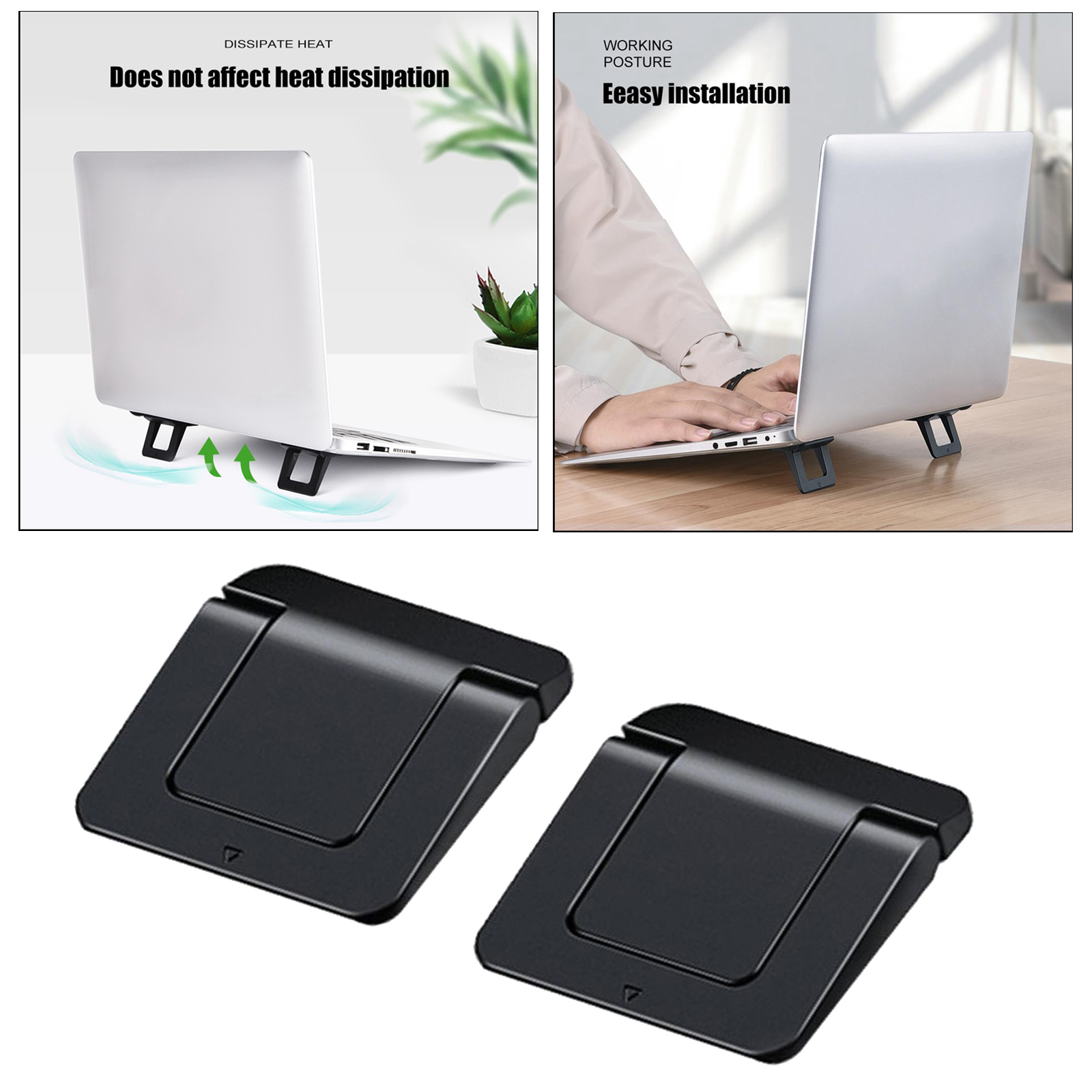2 Pieces Mini Laptop Stand for Desk Invisible Foldable Laptop Riser Portable Laptop Holder for Tablets and Laptops Keyboard