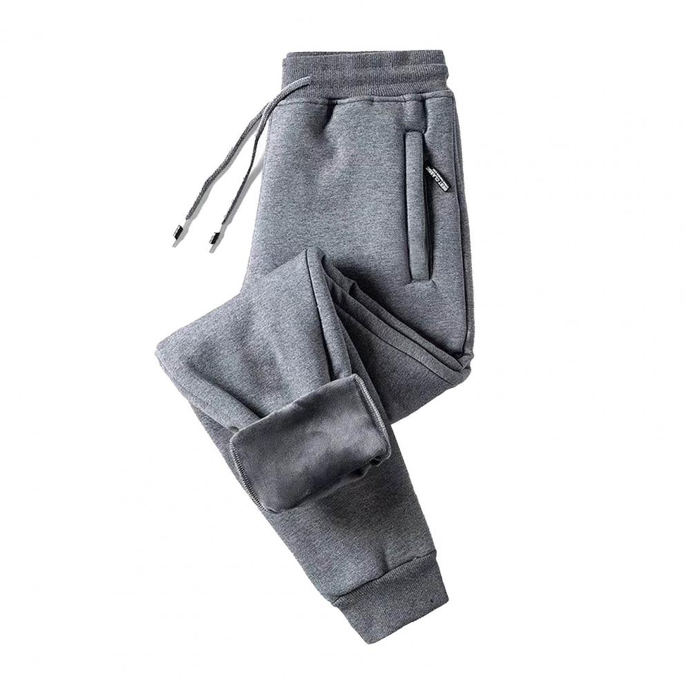 Men Trousers Elastic Waist Solid Color 
