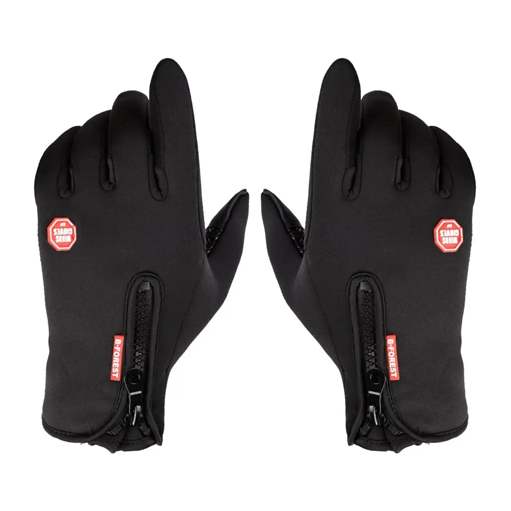 1 Pair Bike Gloves Thermal Fleece Motorbike Glove Touch Screen Mitten Black